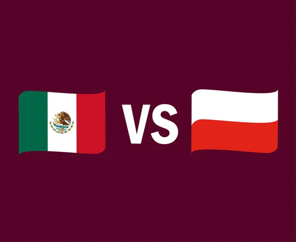 Mexico Polen Vlag Lint Symbool Ontwerp Europa Noord Amerika Voetbal — Stockvector