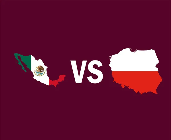 Mexico Polen Kaart Symbool Ontwerp Europa Noord Amerika Voetbal Final — Stockvector
