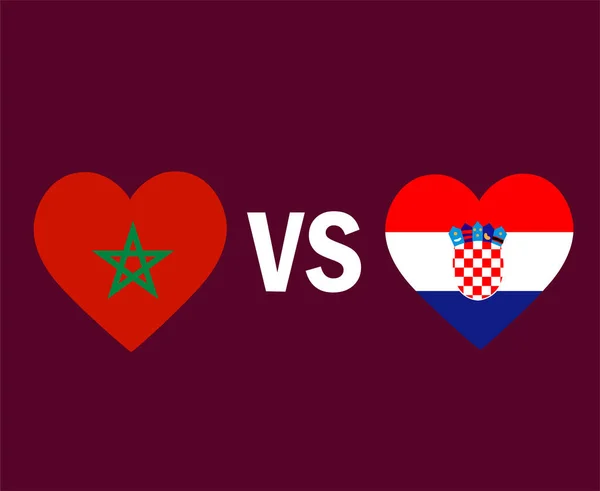 Morroco Horvátország Zászló Heart Symbol Design Afrikai Európai Futball Final — Stock Vector