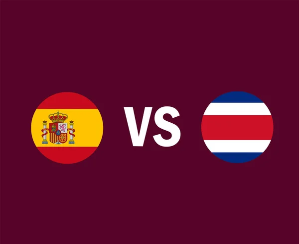 Spain Costa Rica Flag Symbol Design Europe North America Football — стоковий вектор