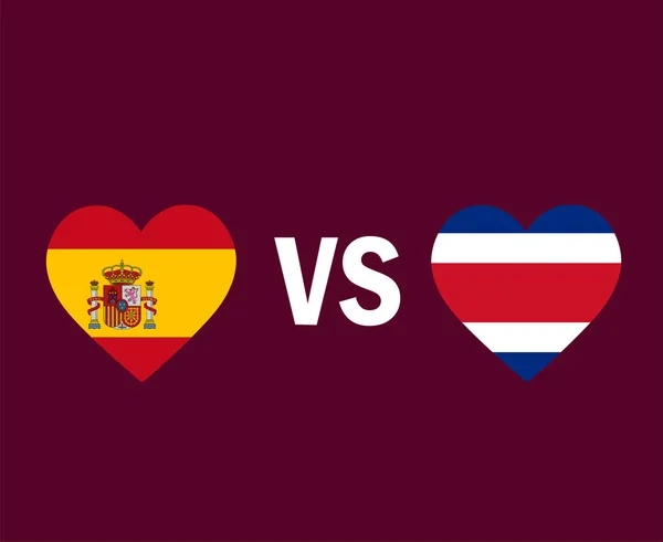Испания Коста Рика Флаг Сердце Символ Дизайн Европы Северной Америки — стоковый вектор