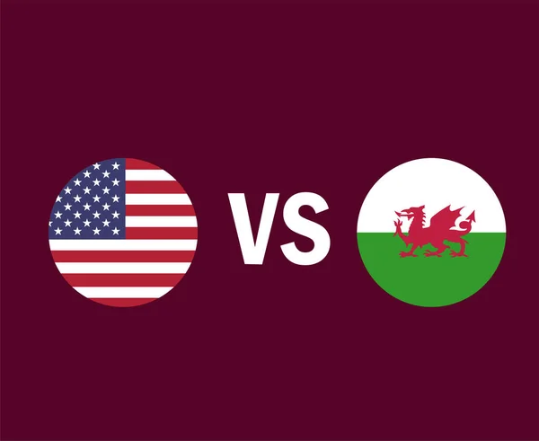 Usa Och Wales Flaggsymbol Design Europa Och Nordamerika Fotboll Final — Stock vektor