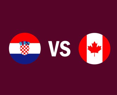 Hırvatistan ve Kanada Bayrak Sembol Tasarımı Avrupa ve Kuzey Amerika Futbol Final Vektörü Avrupa ve Kuzey Amerika Ülkeleri Futbol Takımları İllüstrasyonu