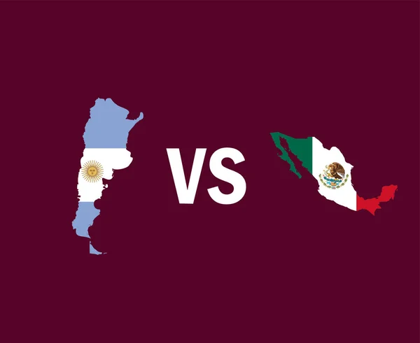 Argentinien Und Mexiko Landkarte Symboldesign Nordamerika Und Lateinamerika Fußball Final — Stockvektor