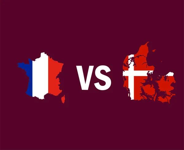 フランスとデンマークの地図シンボルデザインヨーロッパサッカー決勝ベクトルヨーロッパ各国サッカーチームイラスト — ストックベクタ
