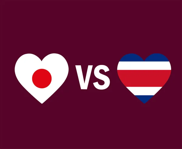 Japan Costa Rica Vlag Hart Symbool Ontwerp Noord Amerika Azië — Stockvector