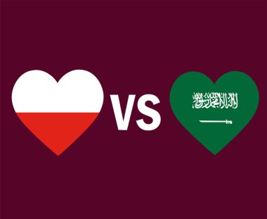 Polonya ve Suudi Arabistan Kalp Sembol Tasarımı Avrupa ve Asya Futbol Final Vektörü Avrupa ve Asya Ülkeleri Futbol Takımları İllüstrasyonu