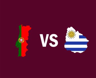 Portekiz ve Uruguay Harita Sembol Tasarımı Avrupa ve Latin Amerika Futbol Final Vektörü Europen ve Latin Amerika Ülkeleri Futbol Takımları İllüstrasyonu