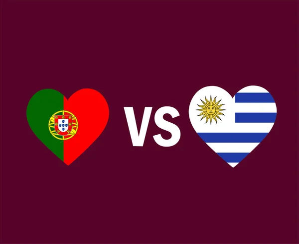 Португалия Уругвай Символ Сердца Символ Дизайн Европы Латинской Америки Футбол — стоковый вектор