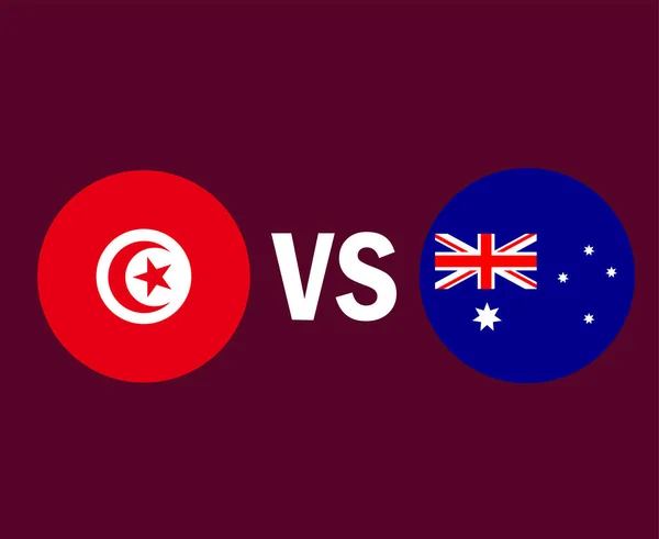 Tunesien Und Australien Flaggensymbol Design Afrika Und Asien Fußball Final — Stockvektor