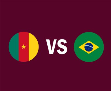 Kamerun ve Brezilya Bayrak Sembol Tasarımı Latin Amerika ve Afrika Futbol Son Vektörü Latin Amerika ve Afrika Ülkeleri Futbol Takımları İllüstrasyonu