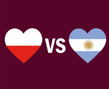 Polonya ve Arjantin Bayrak Kalbi Sembol Tasarımı Latin Amerika ve Avrupa futbolu Final Vektörü Latin Amerika ve Avrupa Ülkeleri Futbol Takımları İllüstrasyonu