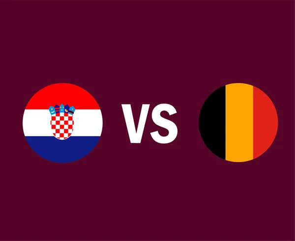 Kroatië België Vlag Symbool Ontwerp Europa Voetbal Finale Vector Europese — Stockvector