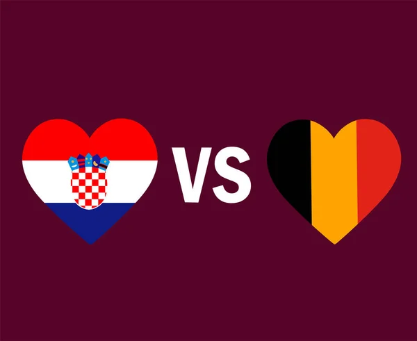 Croacia Bélgica Bandera Corazón Símbolo Diseño Europa Fútbol Final Vector — Archivo Imágenes Vectoriales