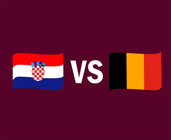 Horvátország Belgium Zászló Ribbon Symbol Design Europe Football Final Vector — Stock Vector