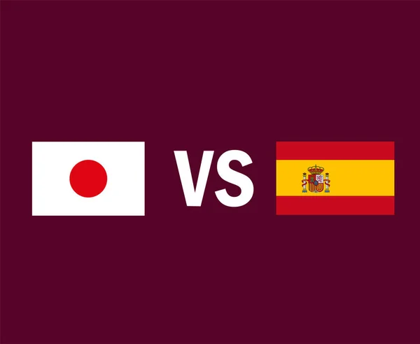 Japan Spain Flag Emblem Symbol Design Asia Europe Football Final — стоковий вектор