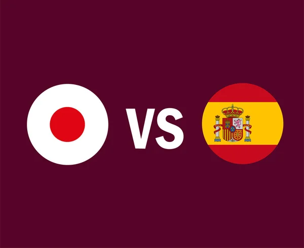 Japan Spain Flag Symbol Design Asia Europe Football Final Vector — стоковий вектор