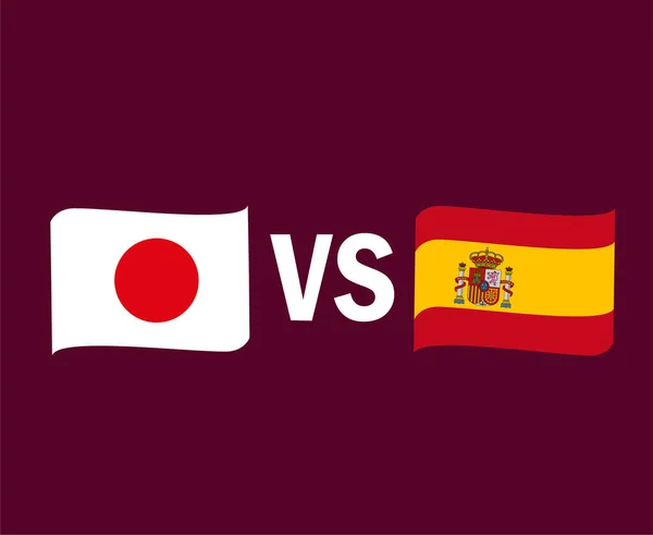 Japan Spain Flag Ribbon Symbol Design Asia Europe Football Final — стоковий вектор