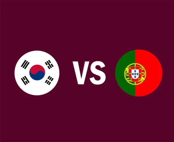Южная Корея Португалия Символ Флага Дизайн Азии Европы Футбол Финал — стоковый вектор