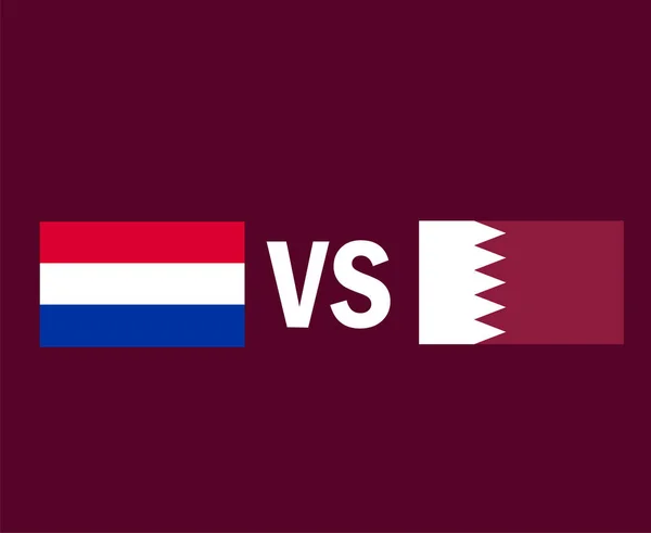 Hollandia Katar Zászló Embléma Szimbólum Tervezés Ázsia Európa Futball Végső — Stock Vector