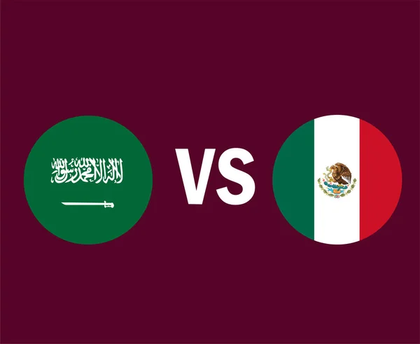 Saudi Arabien Und Mexiko Fahnen Symbol Design Nordamerika Und Asien — Stockvektor