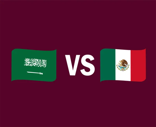 Saudi Arabien Und Mexiko Flaggenband Symboldesign Nordamerika Und Asien Fußball — Stockvektor