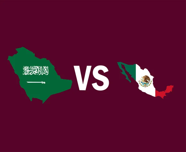 Saudi Arabien Und Mexiko Landkarte Symboldesign Nordamerika Und Asien Fußball — Stockvektor