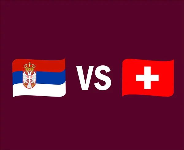 Szerbia Svájc Zászló Ribbon Symbol Design Europe Football Final Vector — Stock Vector