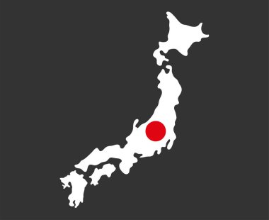 Japon Bayrağı Ulusal Asya Amblemi Simge Vektör İllüstrasyonu Soyut Tasarım Elemanı