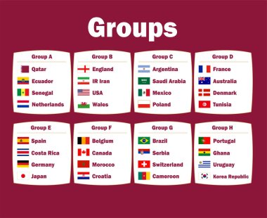 32 Ülke Bayrak Grupları Sembol Tasarımı Futbolun Son Vektör Ülkeleri Futbol Takımları İllüstrasyonu