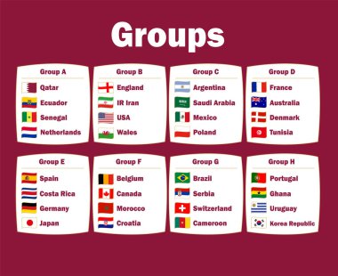 32 Ülke Bayrak Kurdelesi Grupları Sembol Tasarımı Futbol Son Vektör Ülkeleri Futbol Takımları İllüstrasyonu