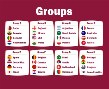 32 Ülke Bayrak Amblemi Gruplar Sembol Tasarımı Futbol Son Vektör Ülkeleri Futbol Takımları İllüstrasyonu