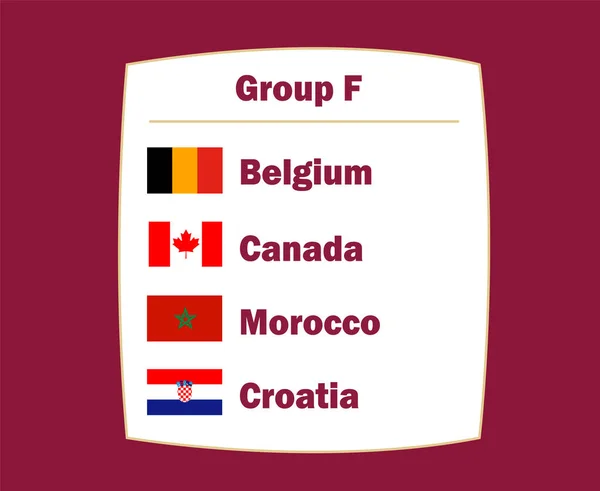 Bélgica Canadá Croácia Marrocos Emblema Bandeira Países Grupo Símbolo Design — Vetor de Stock