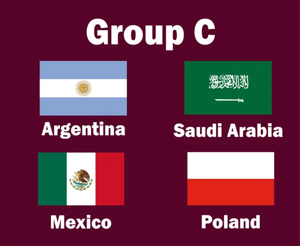 Argentina Polsko Mexiko Saúdská Arábie Emblem Flag Group Názvy Zemí — Stockový vektor