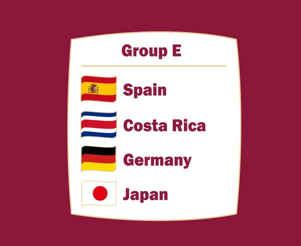 Německo Španělsko Japonsko Kostarika Vlajková Stuha Země Skupina Symbol Design — Stockový vektor
