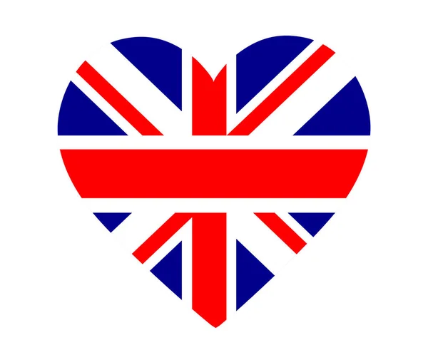 British United Kingdom Flag National Europe Emblem Heart Icon Vector — Wektor stockowy