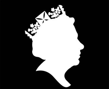 Elizabeth Face Portresi İngiltere Birleşik Krallığı 1926 2022 Ulusal Avrupa Ülke Vektör İlülasyonu Siyah ve Beyaz Tasarım