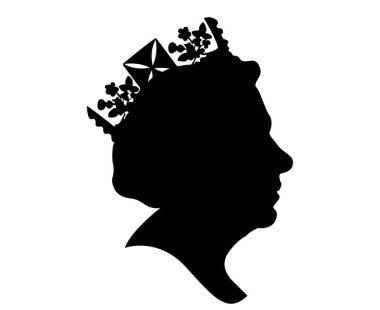 Elizabeth Face portresi İngiltere Birleşik Krallığı 1926 2022 Ulusal Avrupa Ülke Vektör İlülasyonu Soyut Tasarım Siyah