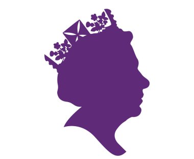 Elizabeth Face portresi İngiltere Birleşik Krallığı 1926 2022 Ulusal Avrupa Ülke Vektör İlülasyonu Soyut Tasarım Mor