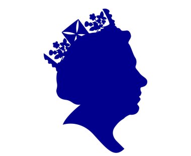 Elizabeth Face portresi İngiltere Birleşik Krallığı 1926 2022 Ulusal Avrupa Ülke Vektör İlülasyonu Soyut Tasarım Mavi