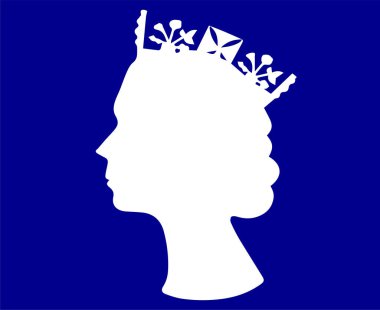 Elizabeth Queen Birleşik Krallık 'ın Portresi 1926 2022 Ulusal Avrupa Ülke Vektör İlülasyonu Soyut Tasarım Mavi ve Beyaz