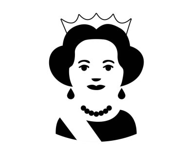 Kraliçe Elizabeth İngiltere 'nin Portresi 1926 2022 Ulusal Avrupa Ülke Vektör İlülasyonu Soyut Tasarım Beyaz ve Siyah