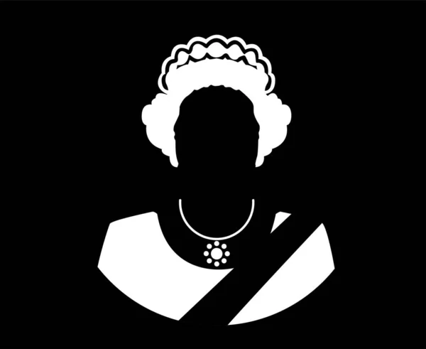 伊丽莎白女王1926年面部肖像英国国家欧洲国家病媒图解摘要设计白色和黑色 — 图库矢量图片
