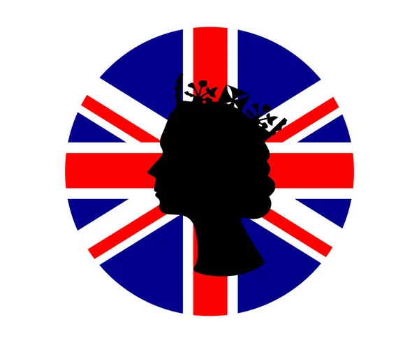 Elizabeth Queen Face Black British Flag National Europe Emblem Icon — стоковий вектор