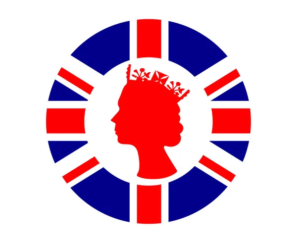 Elizabeth Queen Face White Red British United Kingdom Zászló National — Stock Vector