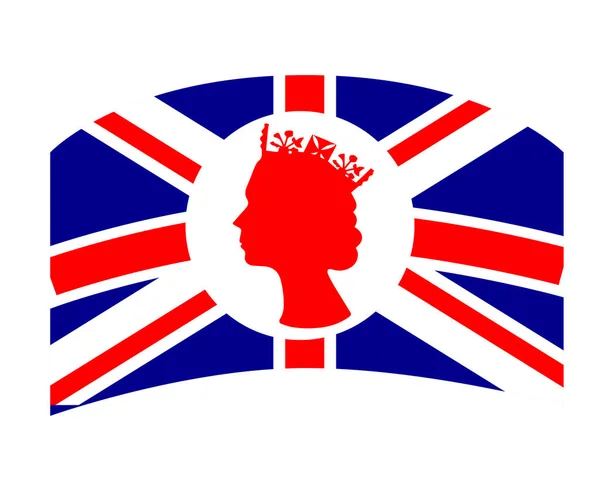 Elizabeth Queen Face White Red British United Kingdom Flag National — Stockový vektor