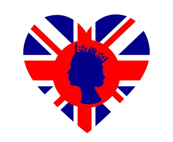 Elizabeth Queen Face Blue British United Kingdom Flag National Europe — Image vectorielle