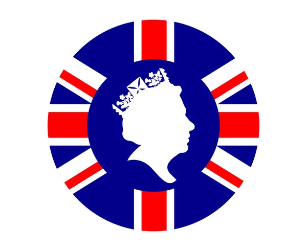 Queen Elizabeth Face White British United Kingdom Flag National Europe — Image vectorielle