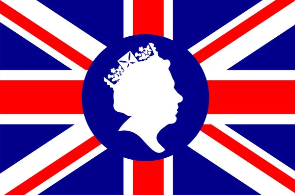 Queen Elizabeth Face White British United Kingdom Flag National Europe — Image vectorielle