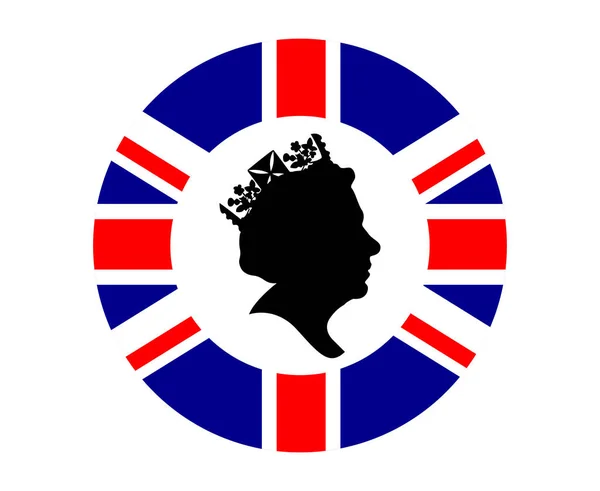 Queen Elizabeth Face Black White British United Kingdom Flag National — Stockový vektor